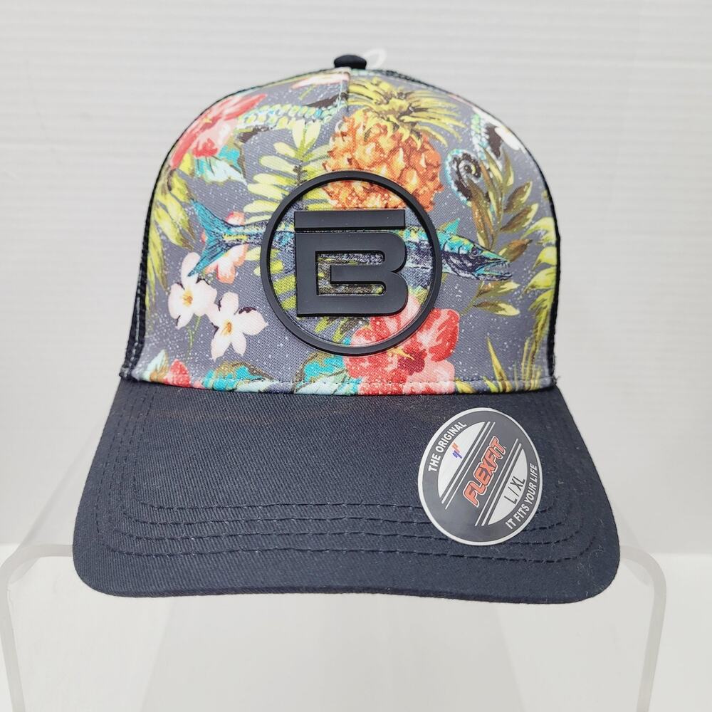 Bote Logo Hawaiian Fish Mesh Trucker Hat Adjustable Flexfit Cap Boteboard Black